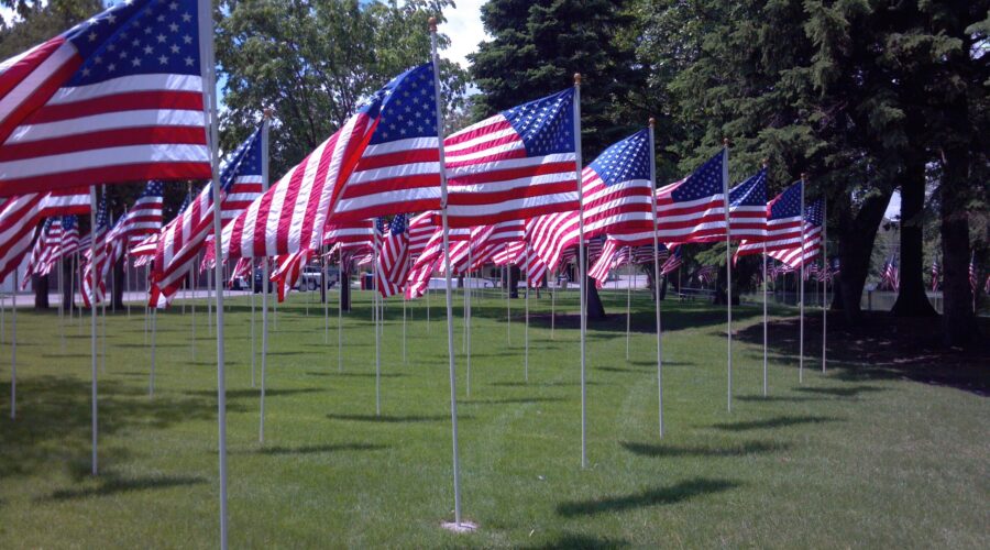 Fergus Falls MN puts out flags to honor our veterans.